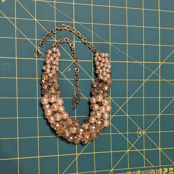 Beaded pearl and crystal cluster statement necklace - Picture 16 of 16